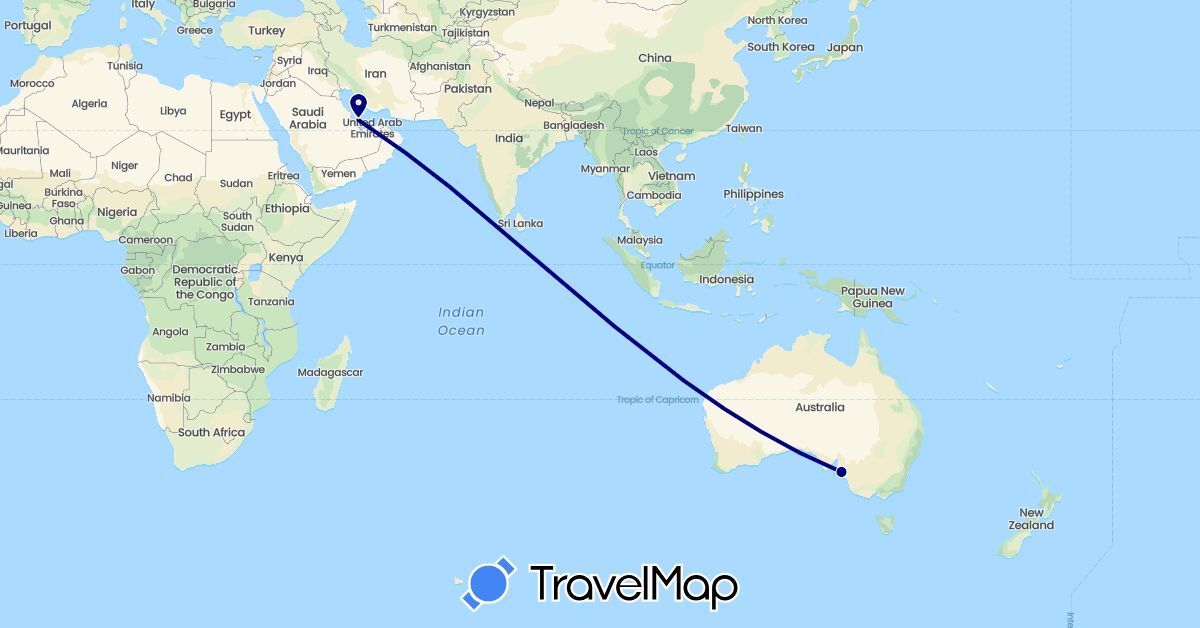 TravelMap itinerary: driving in Australia, Qatar (Asia, Oceania)